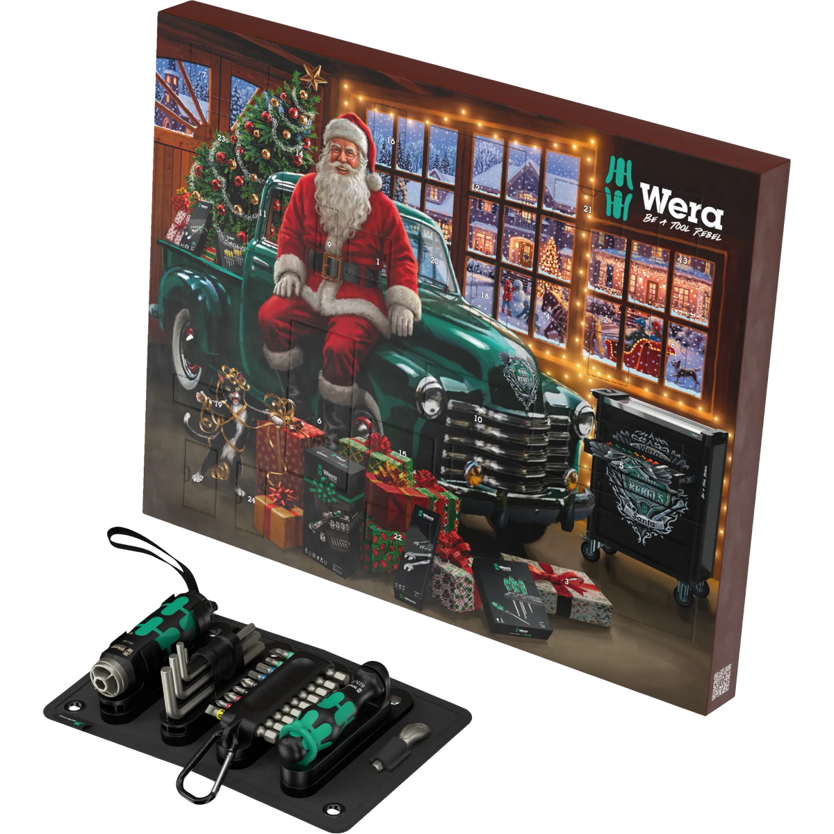 Wera Adventskalender 2026 mit geöffnetem Werkzeug Set