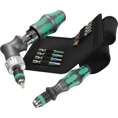 Wera Tool Rebel Pistol Set Schraubendreher Pistolengriff Ratsche mit Holster, Bits und Handhalter