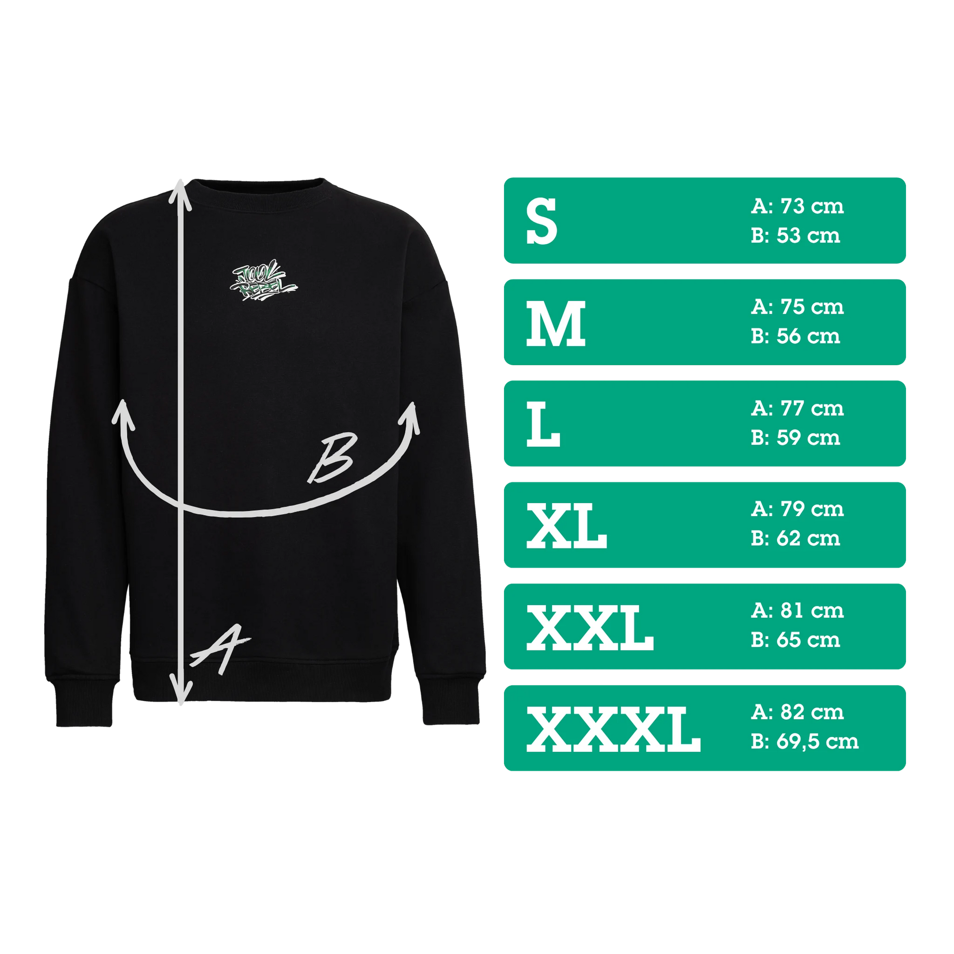 Wera Tool Rebel Pullover mit Graffiti Sizechart