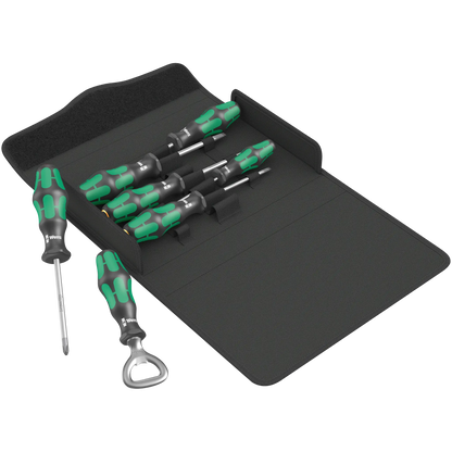 Schraubendreher-Set mit Flaschenöffner im Wera Tool Rebel Shop Abbildung mit geöffneter Tasche
