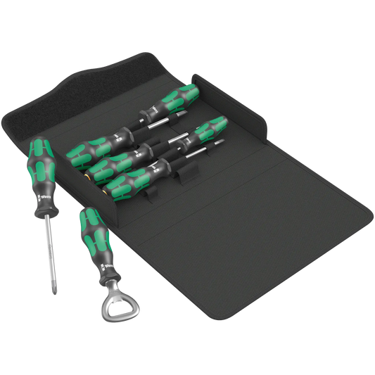 Schraubendreher-Set mit Flaschenöffner im Wera Tool Rebel Shop Abbildung mit geöffneter Tasche