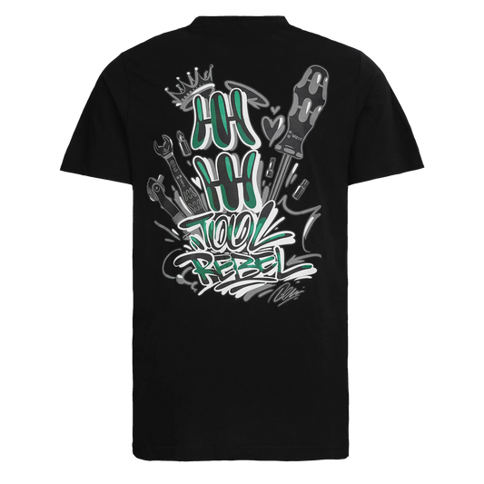 Wera Tool Rebel T-Shirt mit Graffiti Print auf dem Rücken Rückansicht