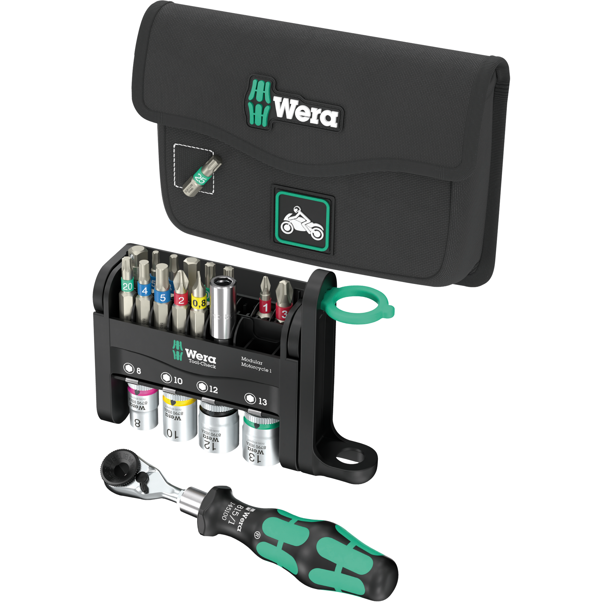 Wera Tool Rebel Tool-Check Modular Motorrad 1 Werkzeug mit Tasche und Handgriff
