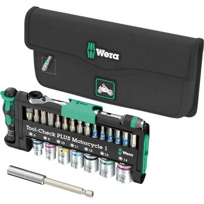 Wera Tool Rebel Tool-Check PLUS Motorrad 1 Werkzeug mit Tasche und Verlängerung
