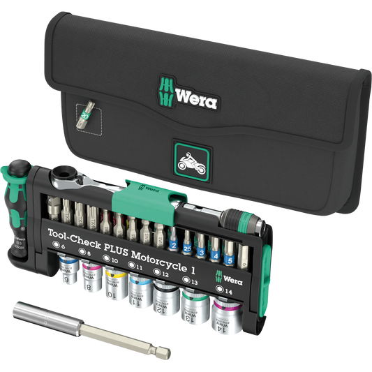 Wera Tool Rebel Tool-Check PLUS Motorrad 1 Werkzeug mit Tasche und Verlängerung