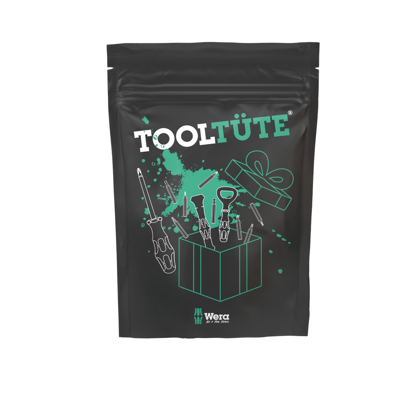 Wera Tool Tüte 4.0 in schwarzer blickdichter Verpackung mit grünem Design