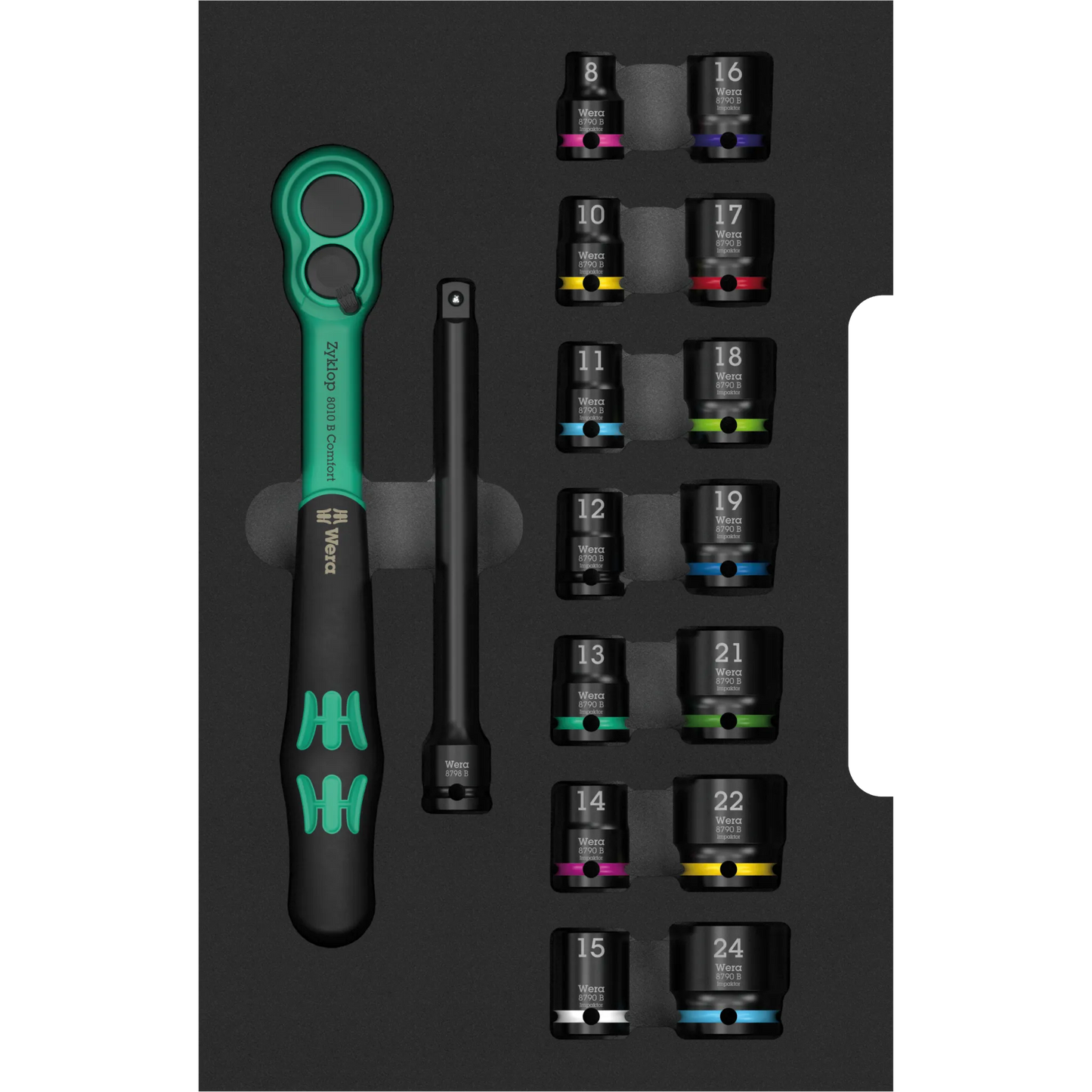 Zyklop Comfort Knarren Set 3/8 Zoll in Einlage