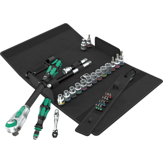 Wera Tool Rebel Shop Zyklop Speed 1/2 Zoll Knarrenset Produktbild mit Zyklop peed Zyklop Miniund Handhalter Im Vordergrund