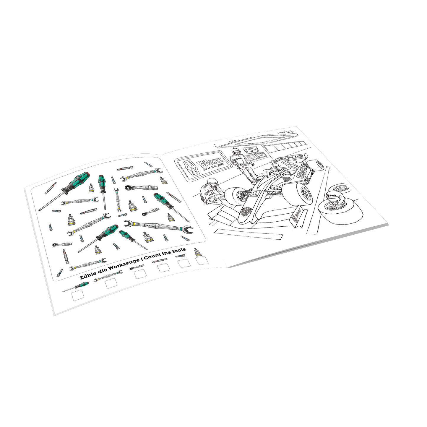 Wera Tool Rebel Malbuch aufgeschlagen