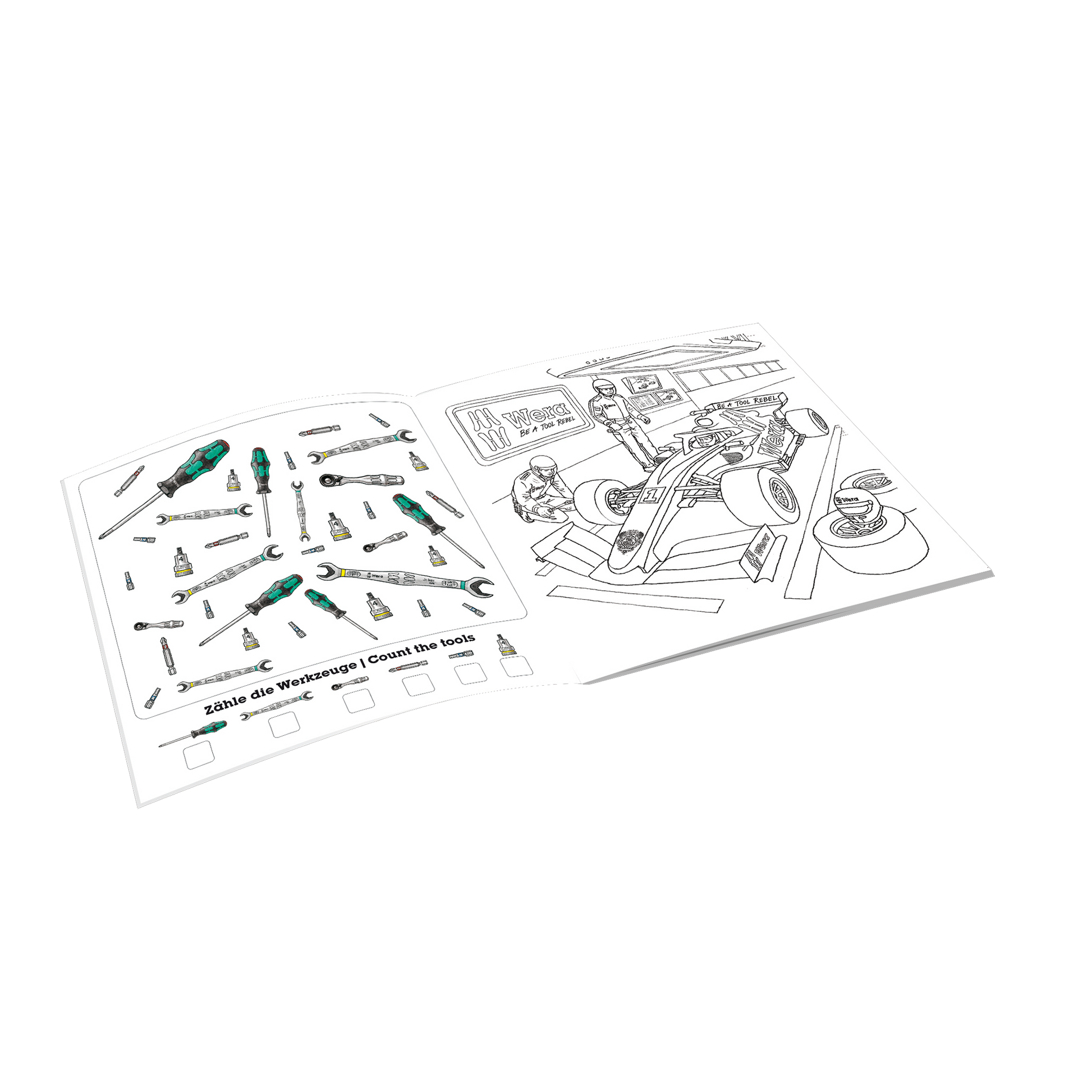 Wera Tool Rebel Malbuch aufgeschlagen