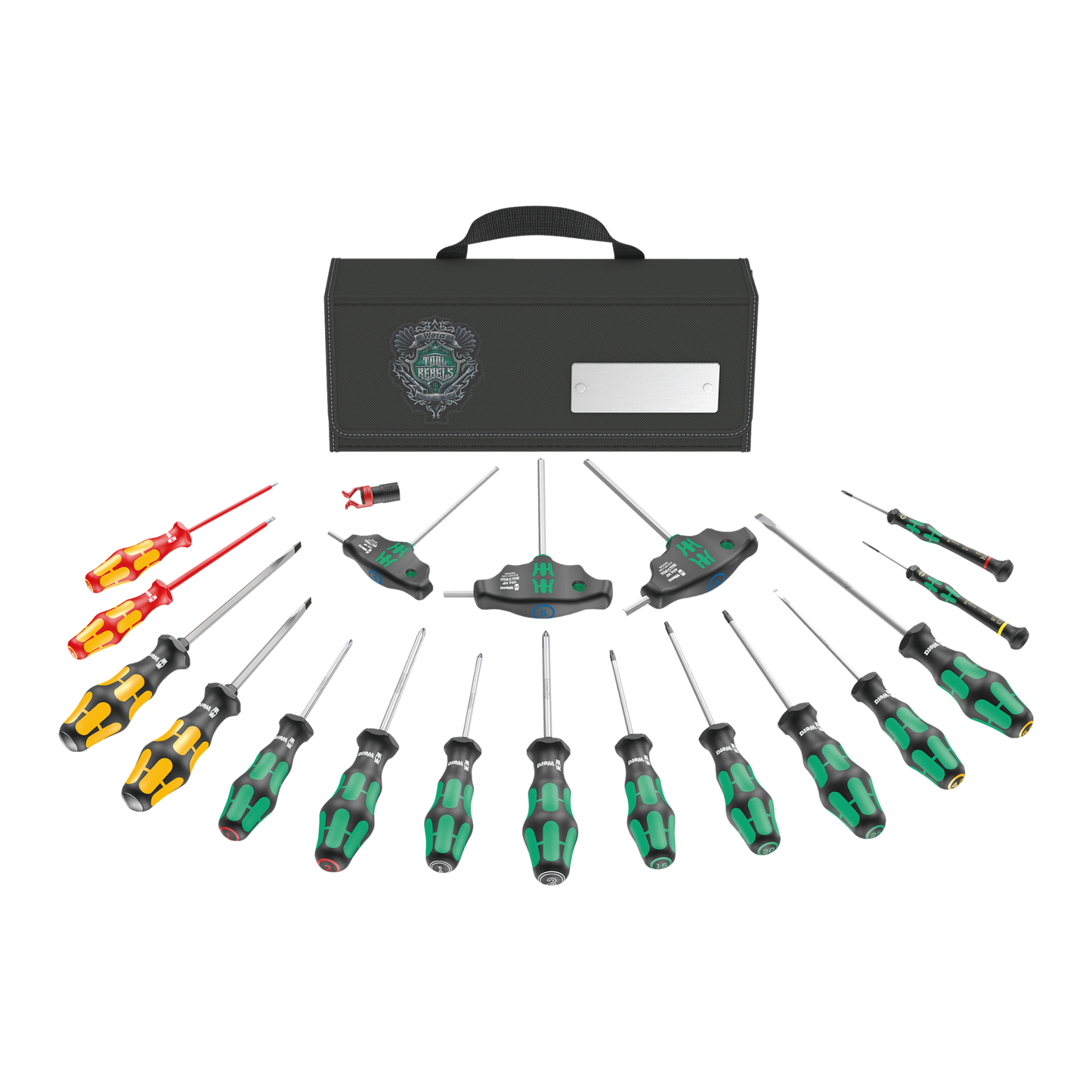 Wera Tool Rebel Schraubendreher Set aufgefächert vor Tasche