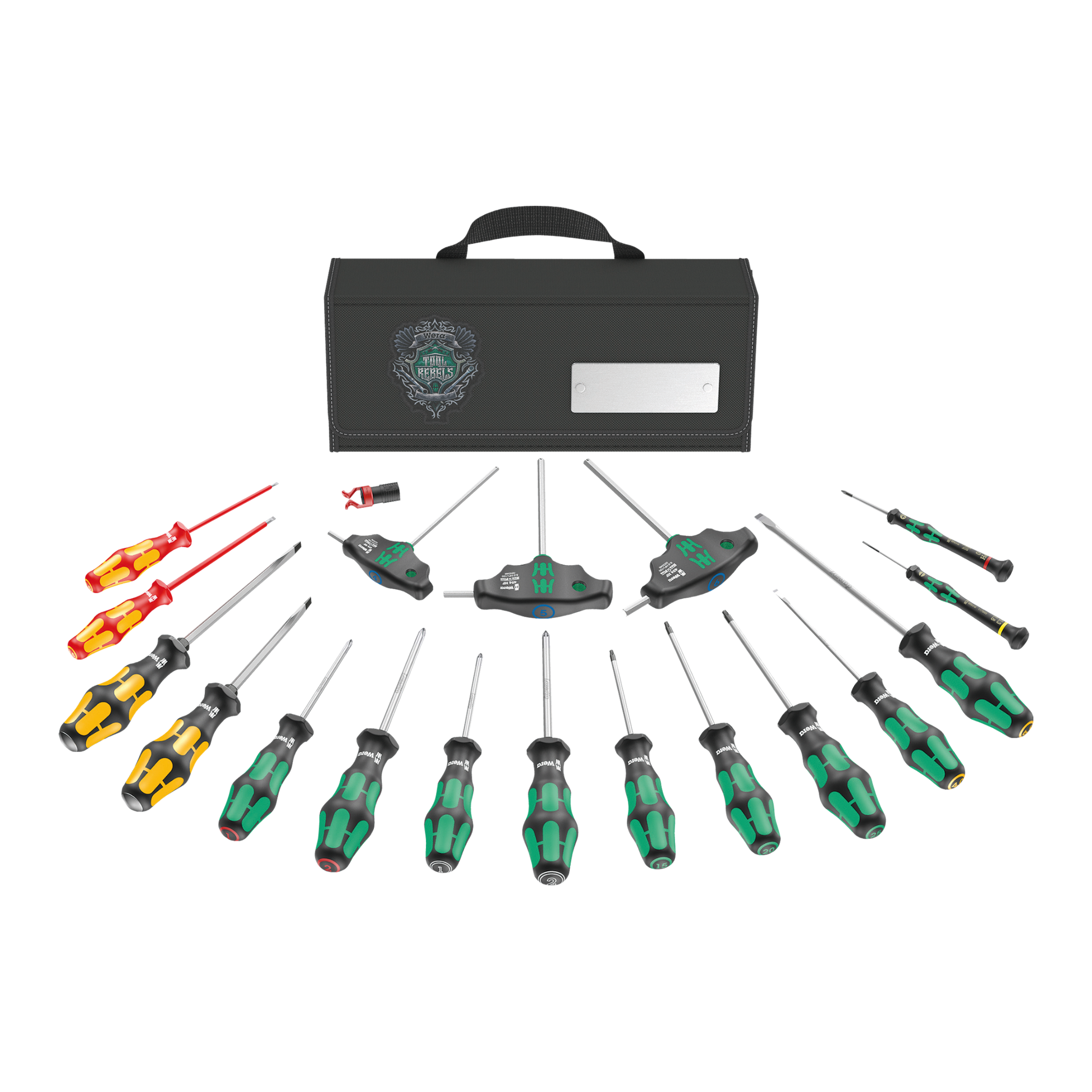 Wera Tool Rebel Schraubendreher Set aufgefächert vor Tasche